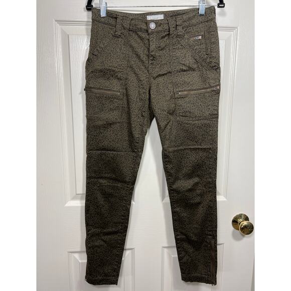 Joie Parke Skinny Jeans Utility Cargo Zip Pocket Moto Pant Green 27 Capsule - Picture 2 of 8